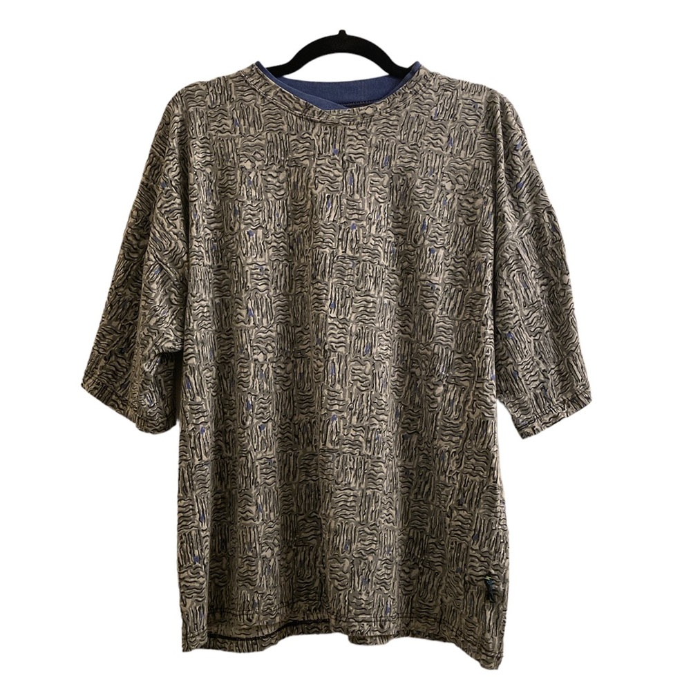 Men’s Vintage Lightning Bolt Patterned Gray Tshirt Size Large